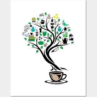 Coffee Caffeine Tree Of Life Yoga Celtic Viking Yggdrasil Posters and Art